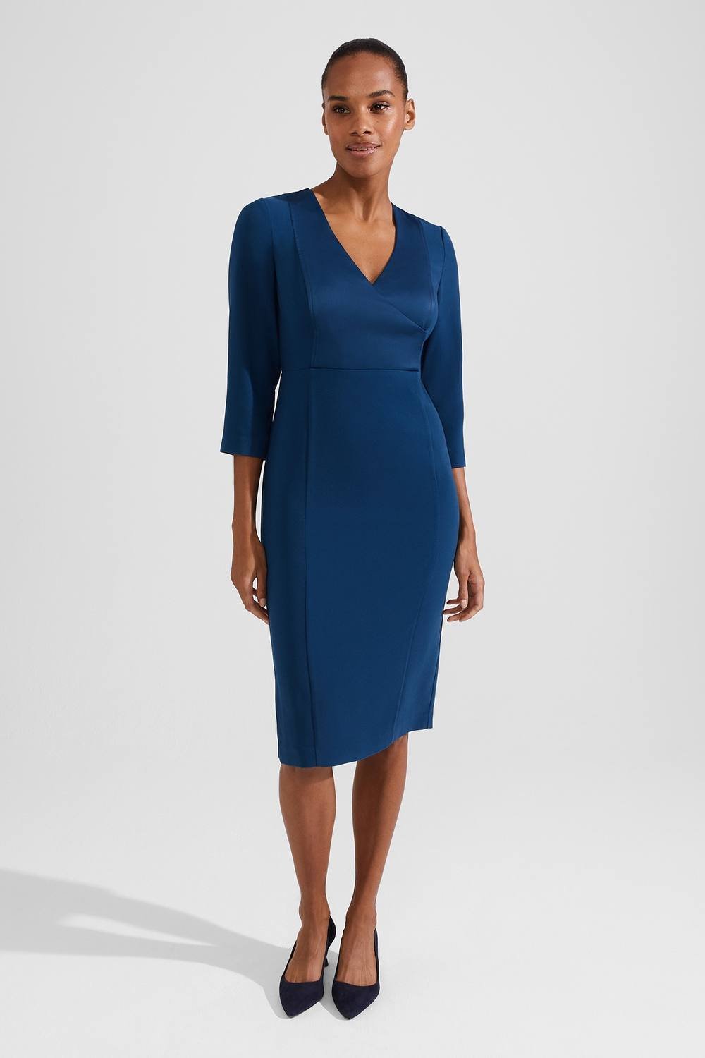 Hobbs London Hobbs London Women's Saige V-Neck Midi Dress in Cobalt - 1