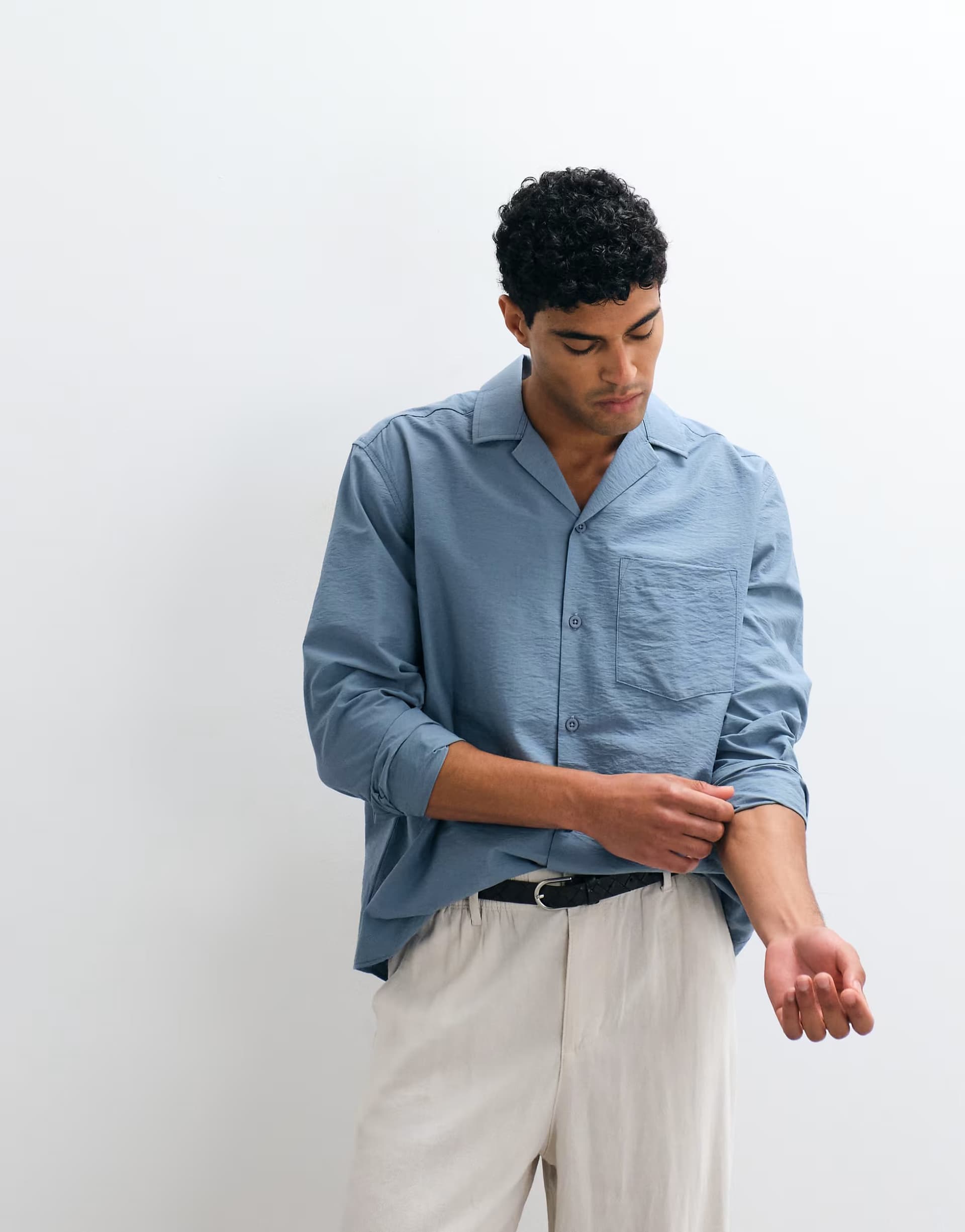 ASOS ASOS DESIGN relaxed revere flowing shirt in blue