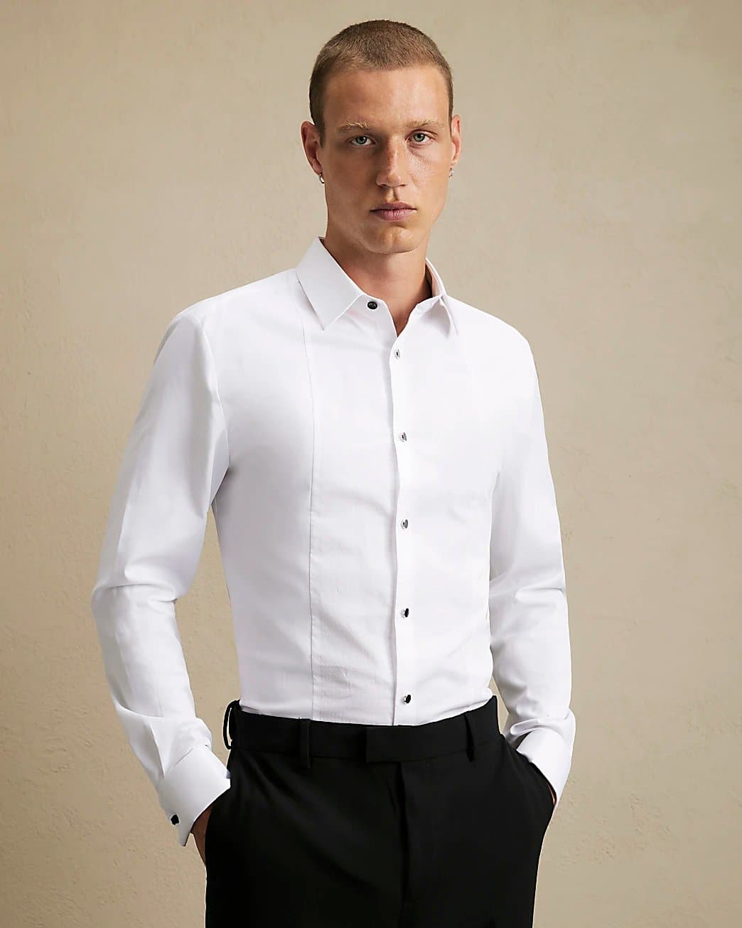 River Island Mens River Island White Slim Fit Stretch Dress Shirt