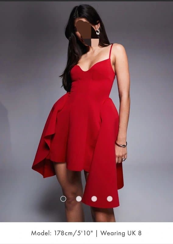 ASOS ASOS Design cami mini dress with a full asymmetric hem in red scuba-style fabric [SIze 8].