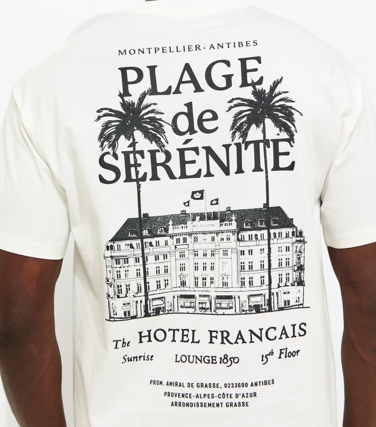 New Look Men's Off White Oversized Plage de Serenite Print T-Shirt New Look - 4