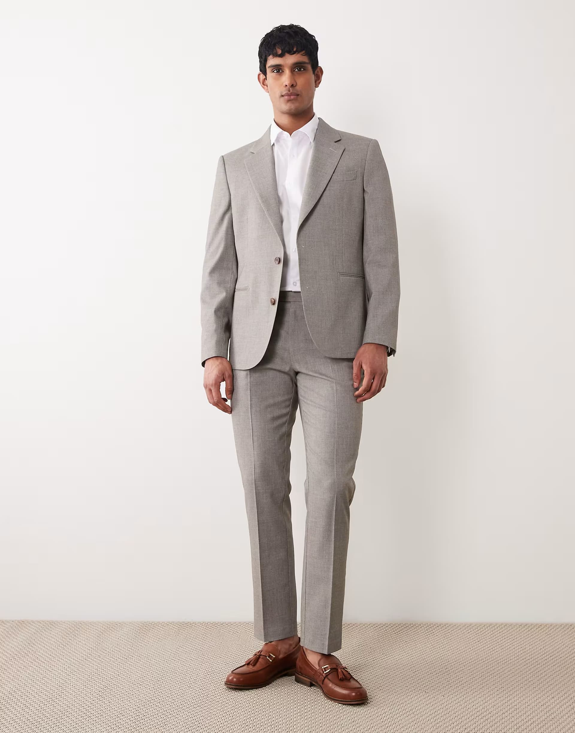 ASOS ASOS DESIGN slim suit trousers in grey melange