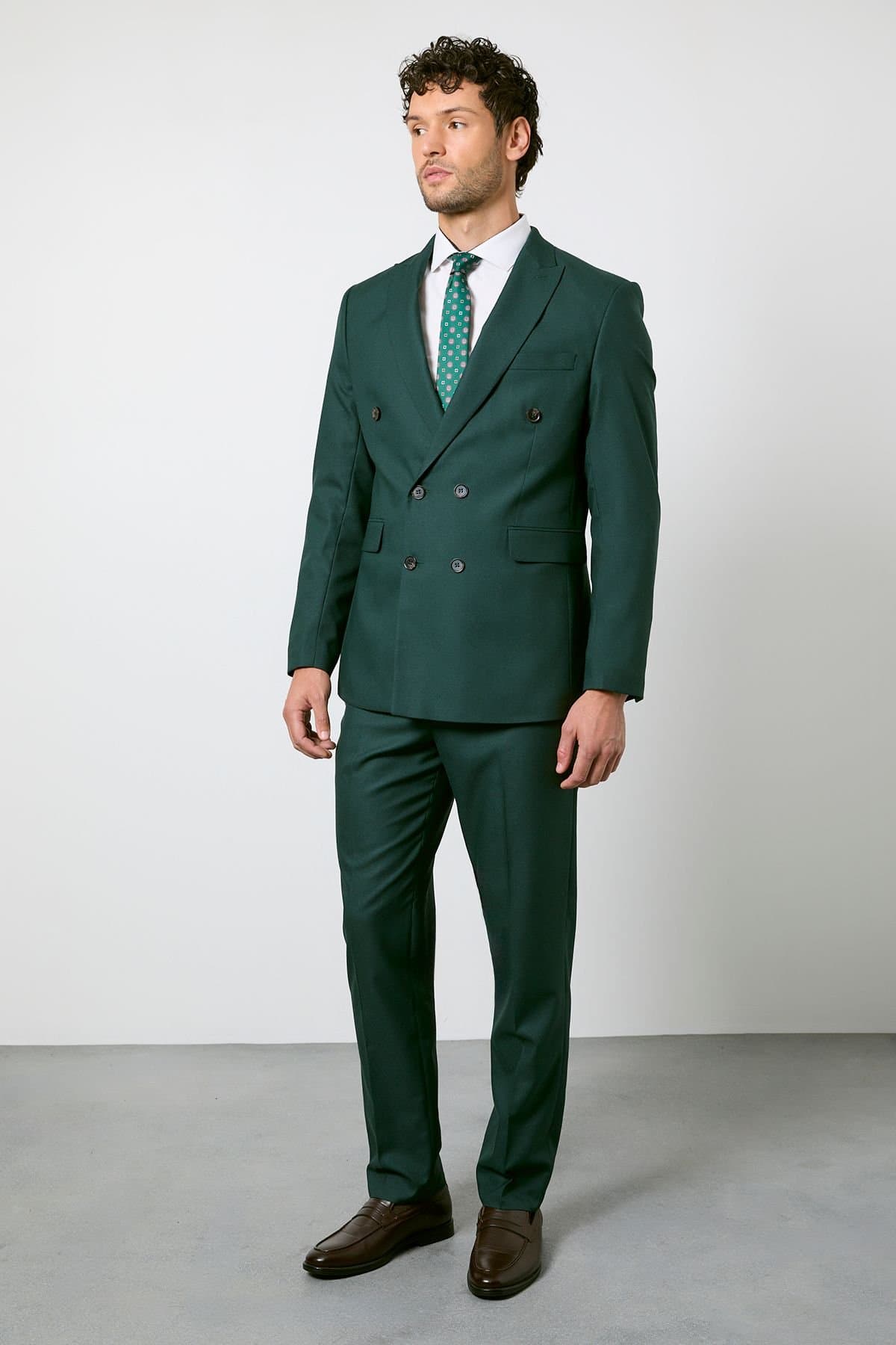 Burton Burton Men's Dark Green Slim Fit Suit Trousers