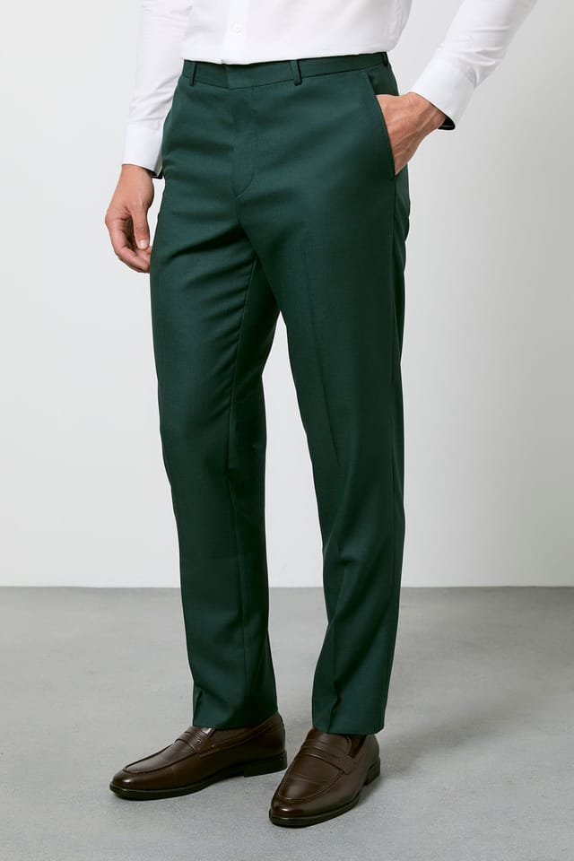 Burton Burton Men's Dark Green Slim Fit Suit Trousers - 2