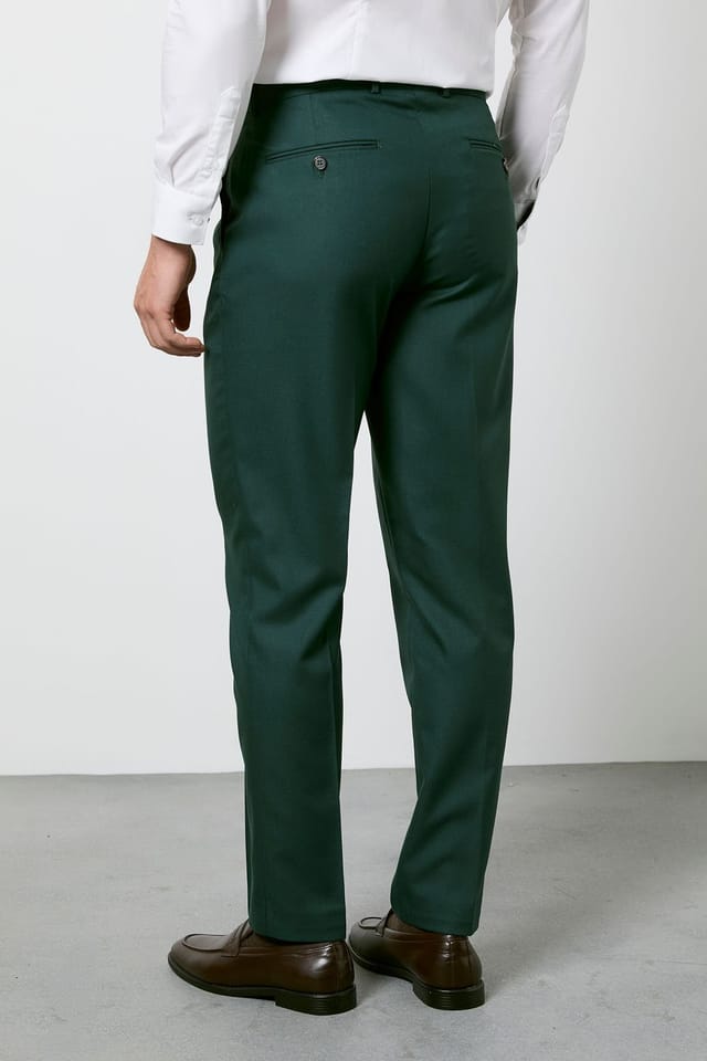 Burton Burton Men's Dark Green Slim Fit Suit Trousers - 3