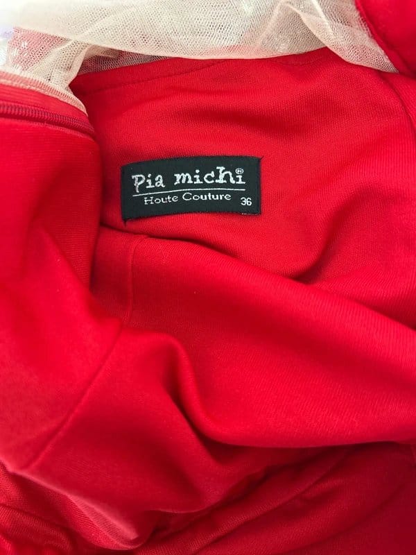 Pia Michi Red Haute Couture Evening Gown