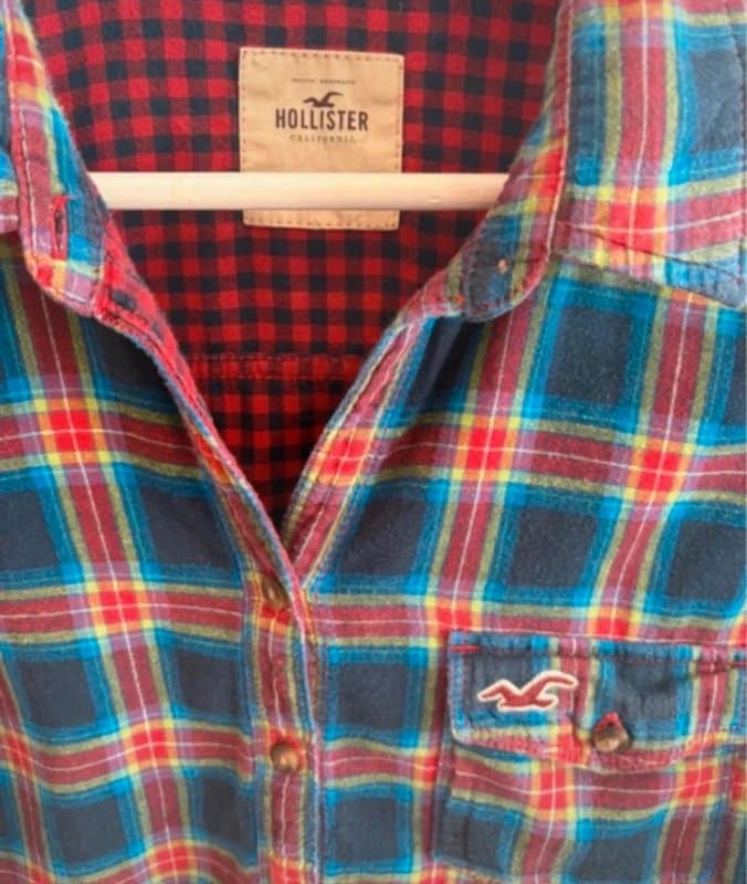 Hollister Hollister men’s checked plaid festival shirt top size large