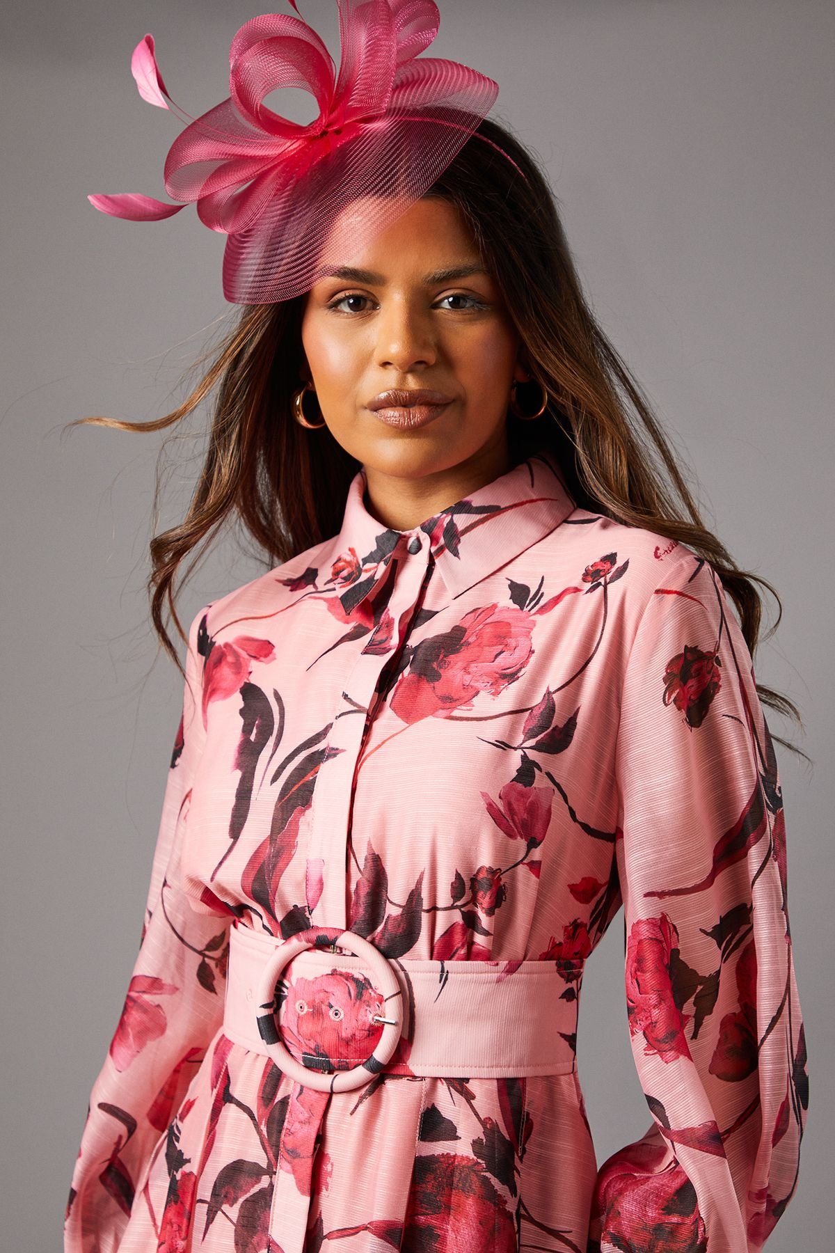 Coast Coast Women's Petite Printed Organza Long Sleeve Midi Dress in Pink - 3