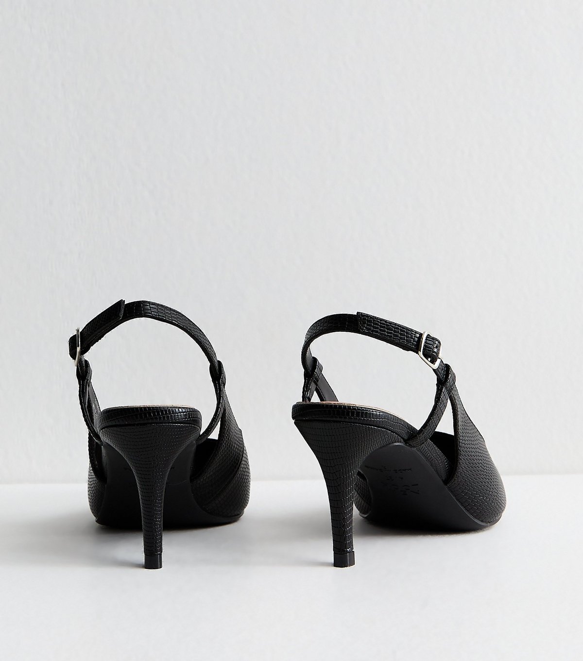 New Look Women's Wide Fit Black Faux Leather Slingback Court Shoes Vegan New Look - 4