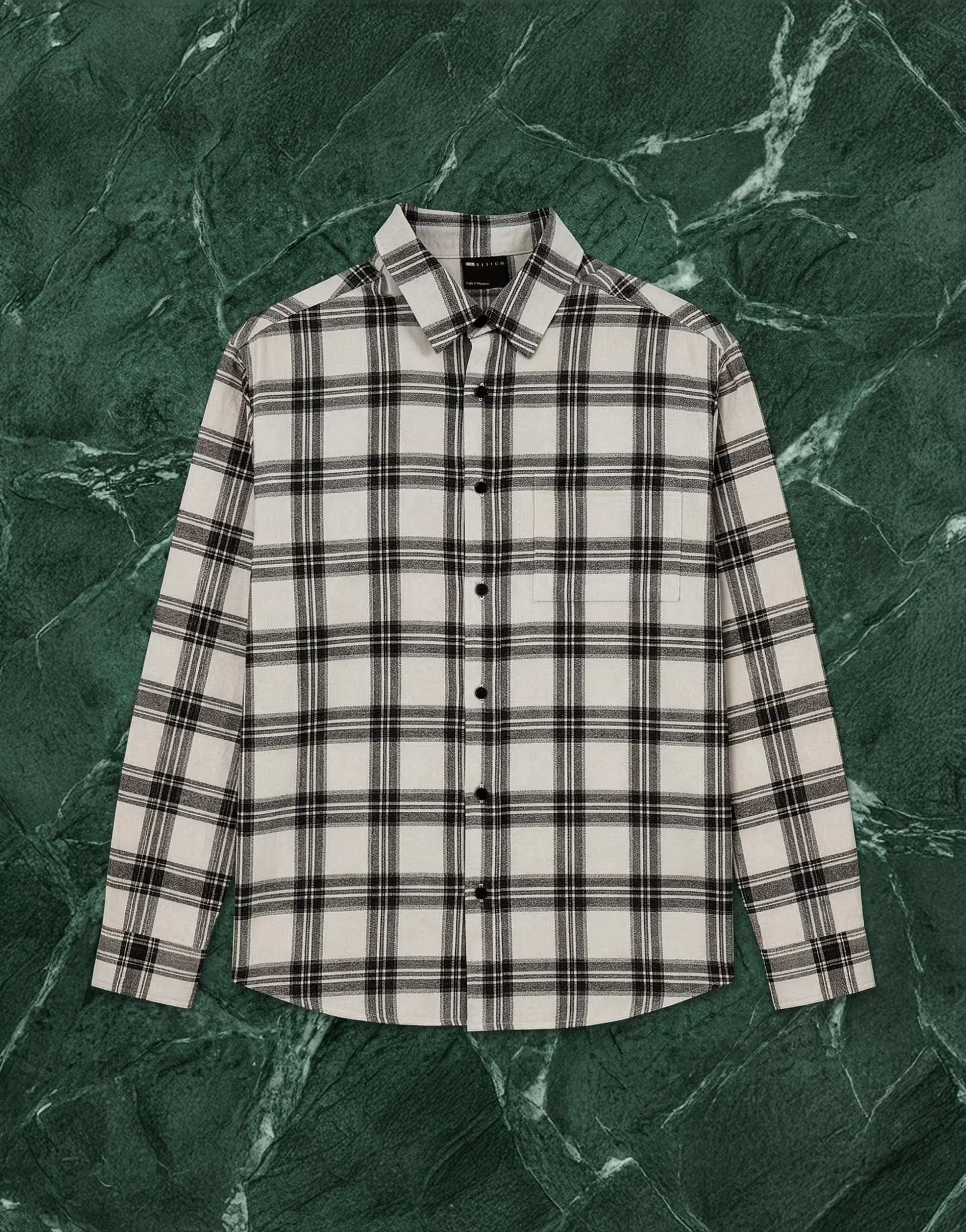 ASOS ASOS DESIGN oversized check shirt in black and beige