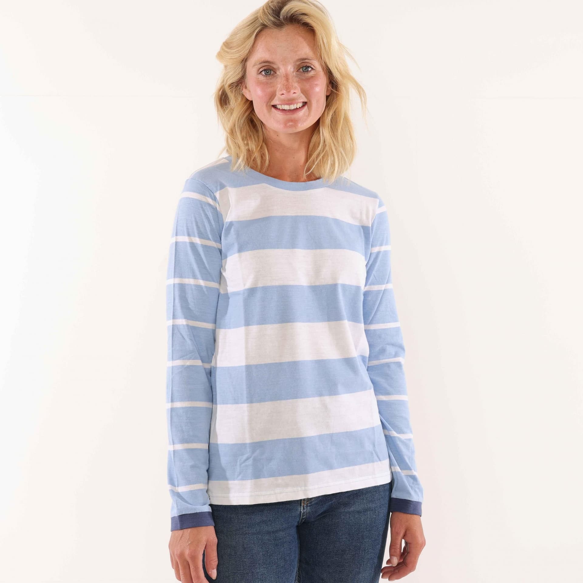 Lazy Jacks Lazy Jacks Women's Striped T-Shirt in Baby Blue