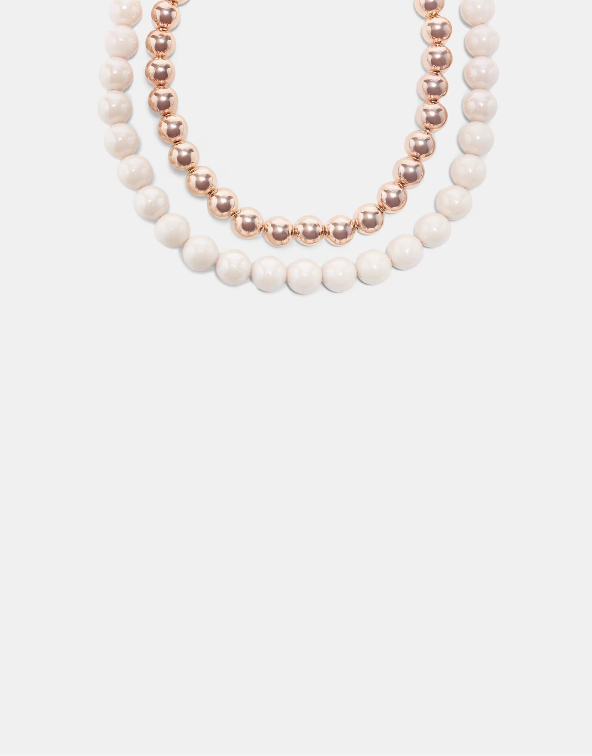 ASOS Stradivarius Set of 2 bead necklaces in ecru