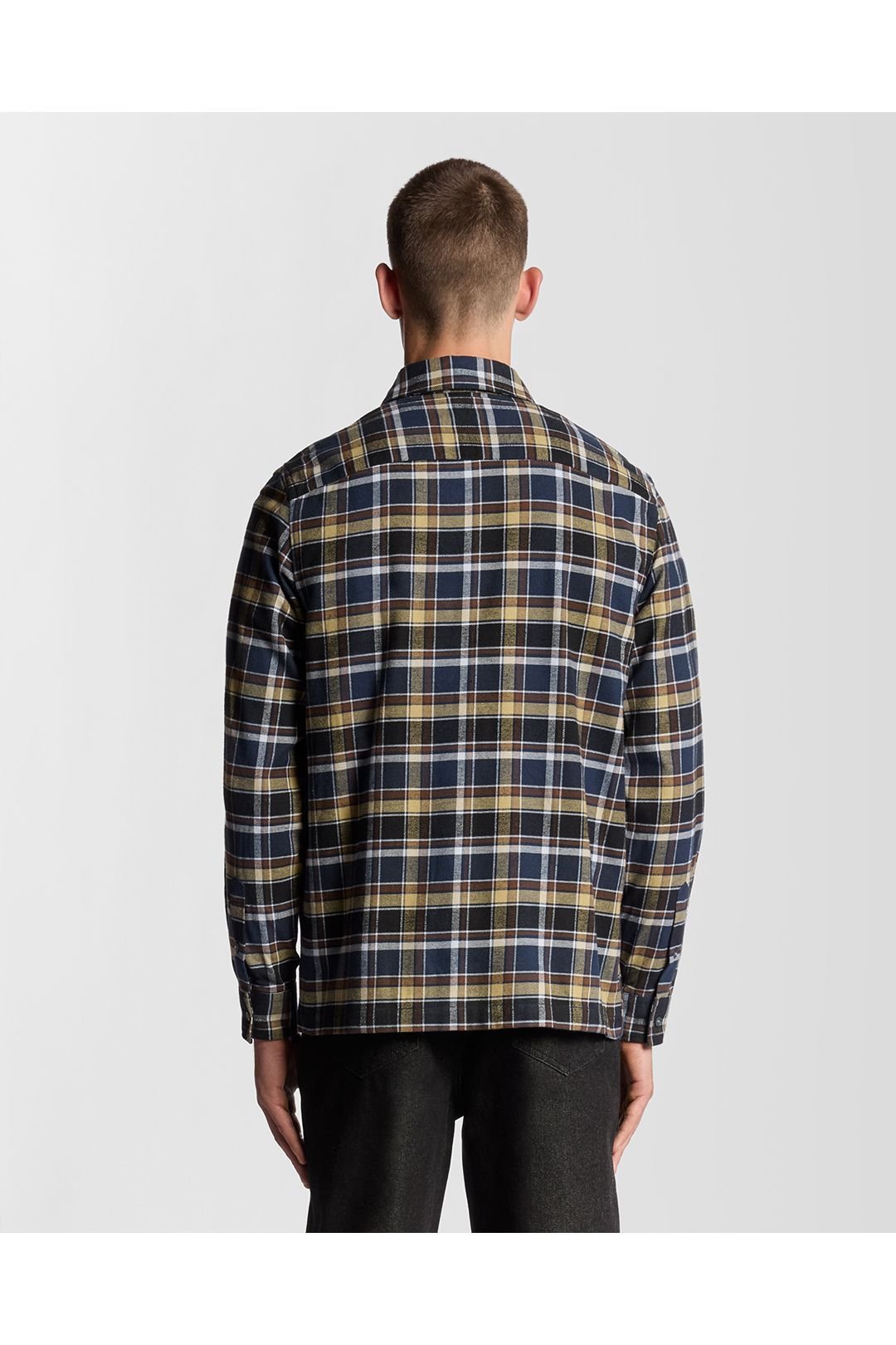 Lyle & Scott Lyle & Scott Men's Brushed Cotton Check Shirt Blue Night/ Green Tan - 3