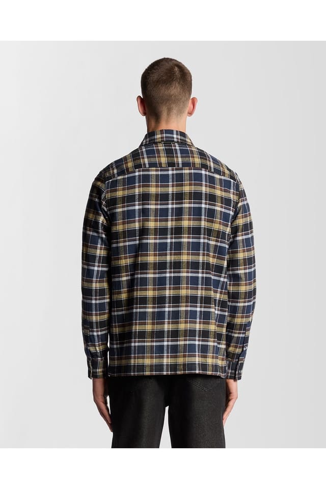 Lyle & Scott Lyle & Scott Men's Brushed Cotton Check Shirt Blue Night/ Green Tan - 3