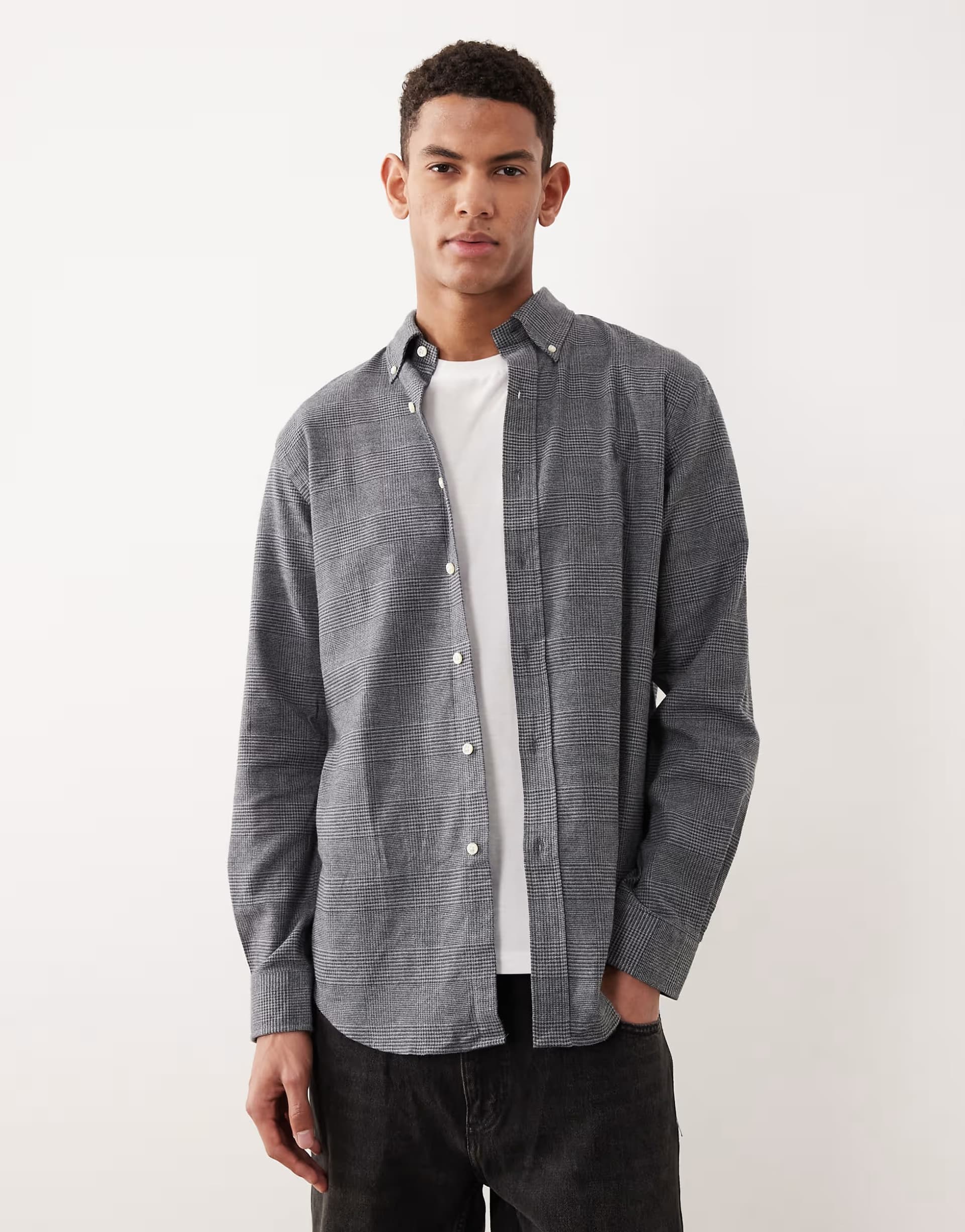 ASOS Polo Ralph Lauren Custom Fit Dogtooth Twill Shirt in Grey Marl