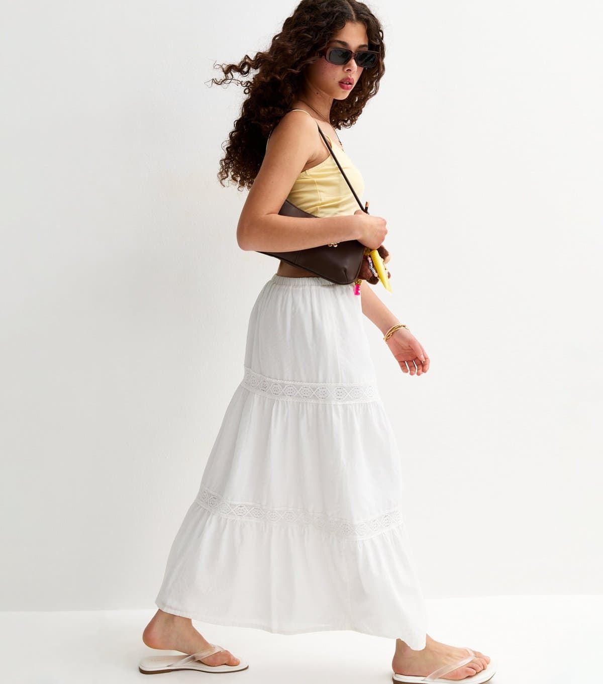 New Look Girls' White Lace Insert Maxi Skirt New Look