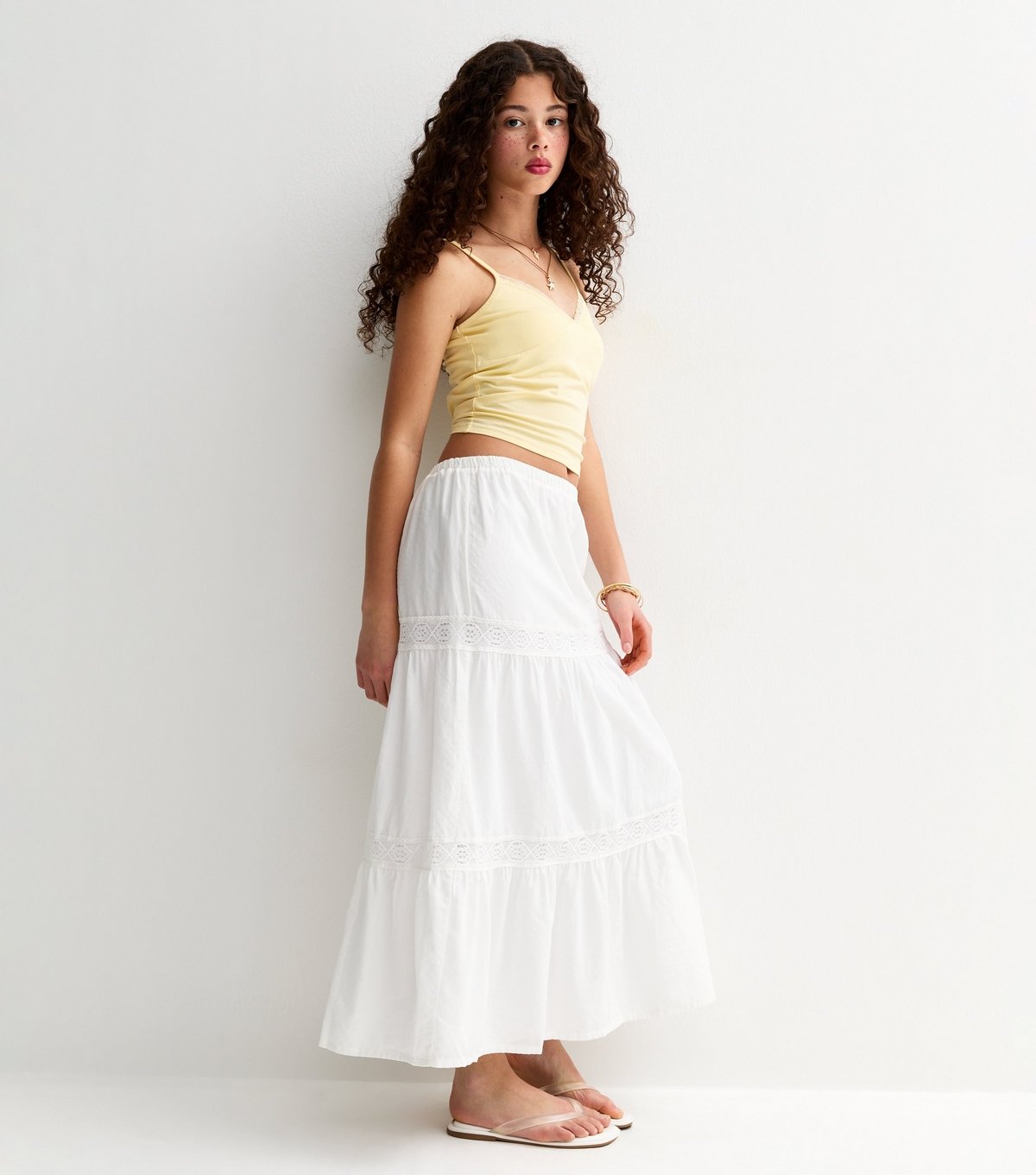 New Look Girls' White Lace Insert Maxi Skirt New Look - 2