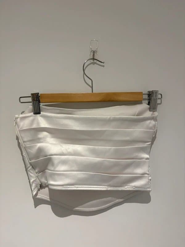 ASOS Design White satin ruched bandeau top Size S