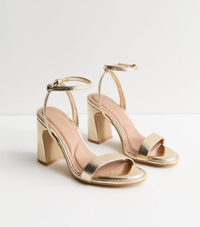 New Look Women's Gold Faux Leather Block Heel Sandals New Look - 3