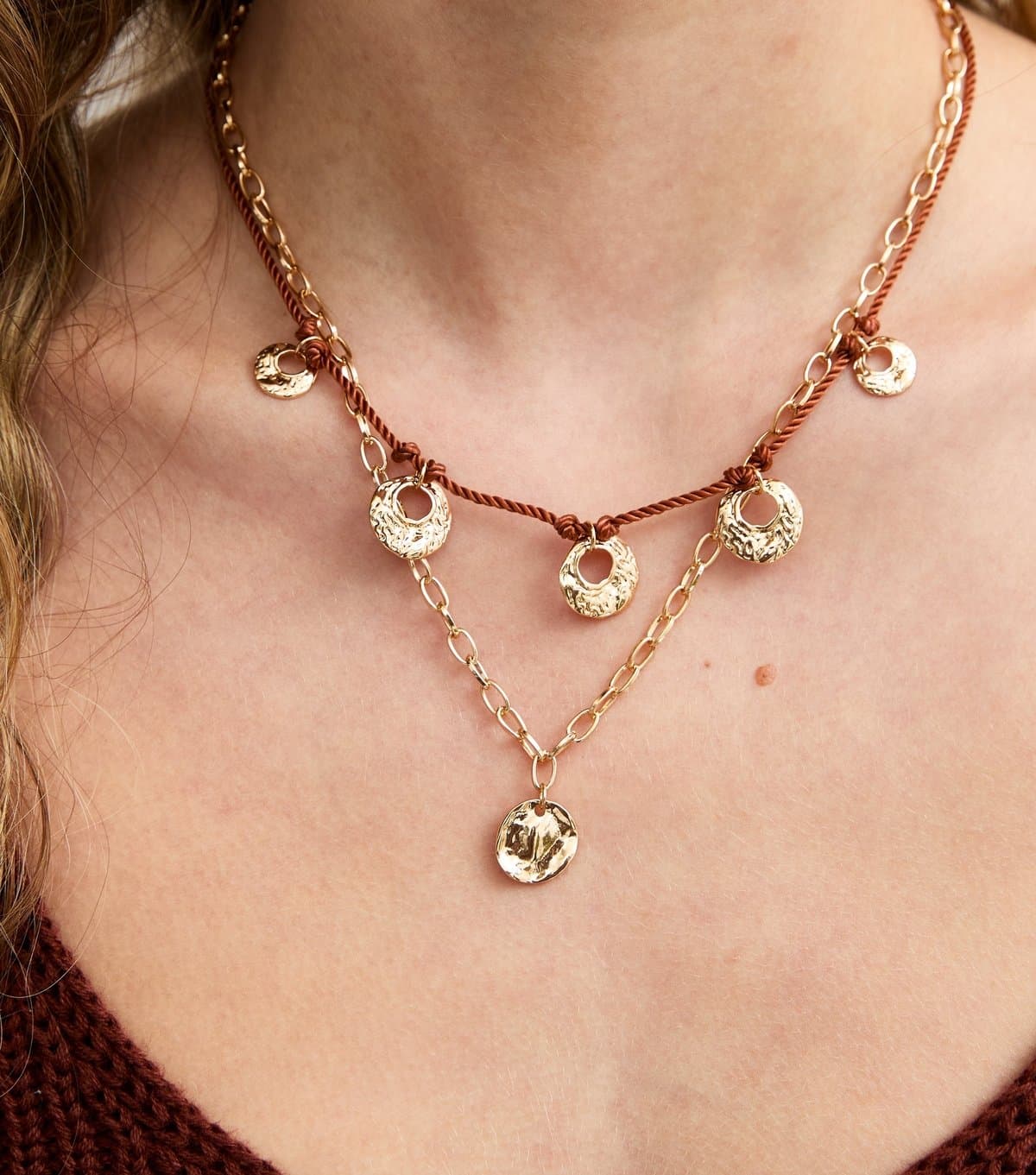 New Look New Look Gold Tone Layered Rope and Chain Necklace