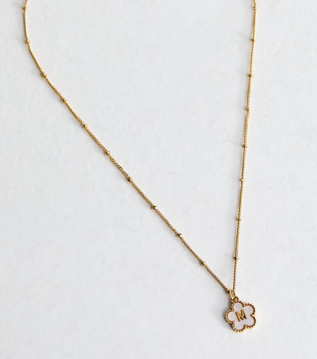 New Look 18ct Gold Plated Initial M Flower Necklace New Look - 4