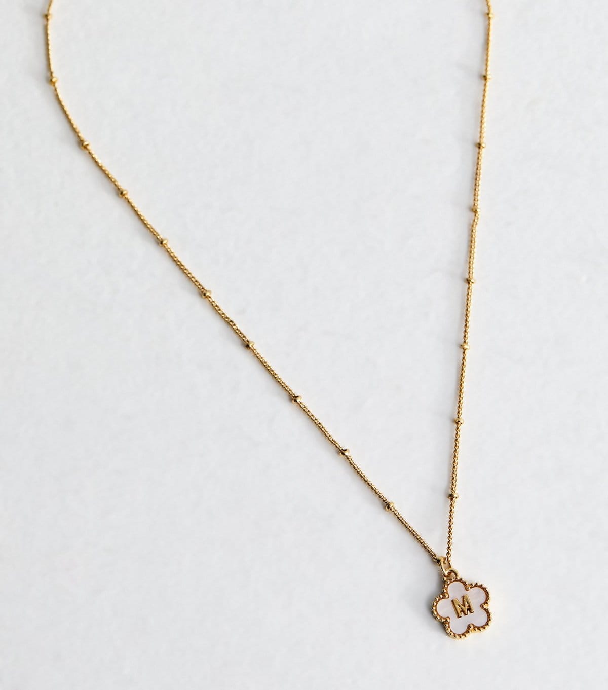 New Look 18ct Gold Plated Initial M Flower Necklace New Look - 4