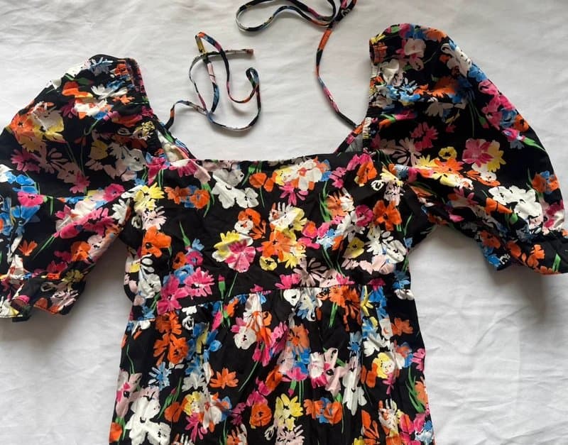 New Look New Look puff sleeve floral print midi dress
