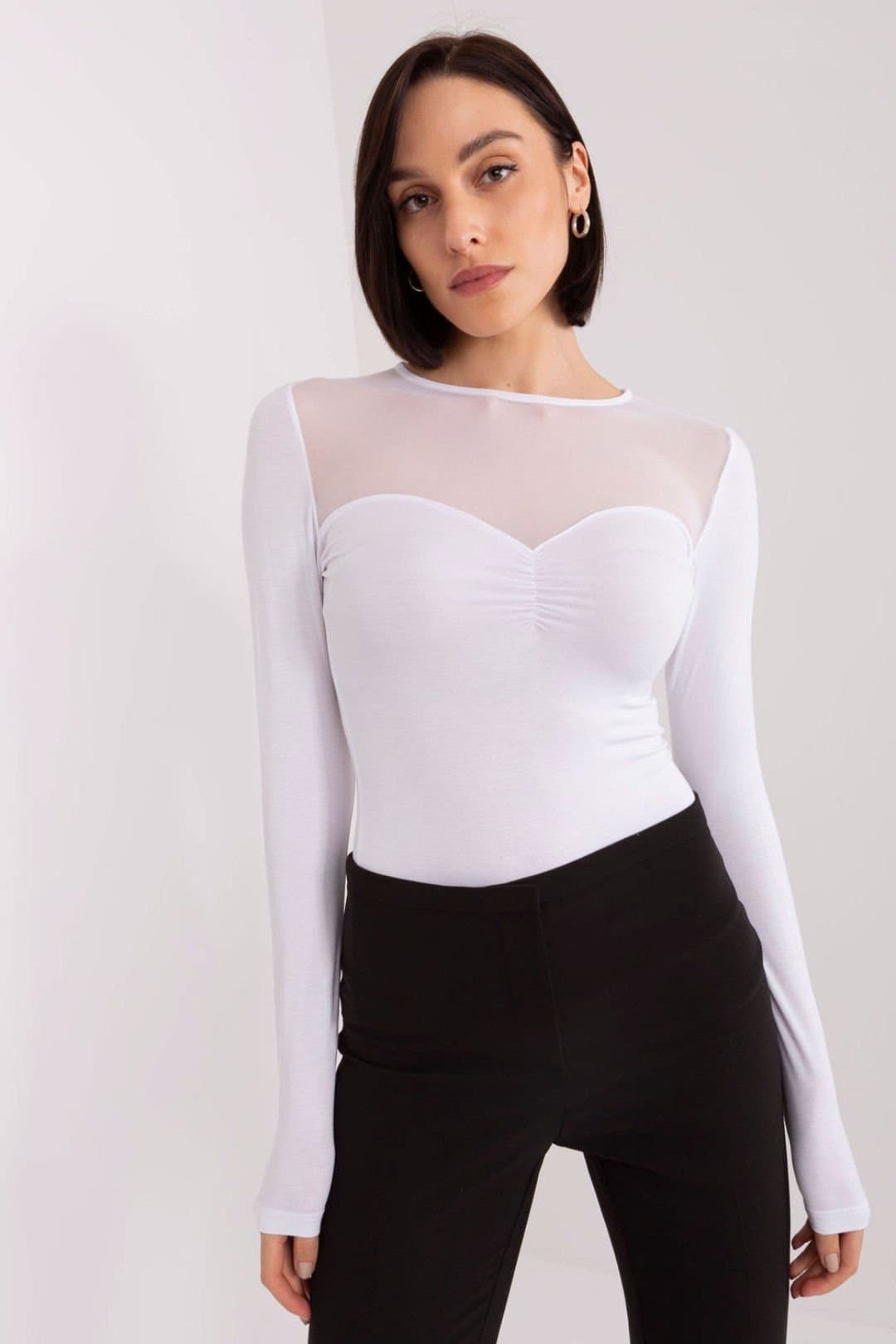 Love Lace Love Lace White Cotton Ribbed Blouse