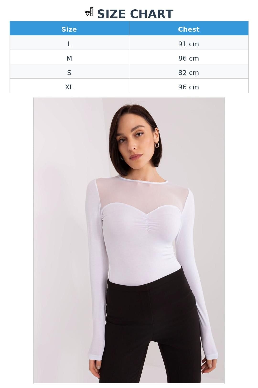 Love Lace Love Lace Women's Cotton Ribbed Creased Neck Long Sleeve Blouse in White - 4