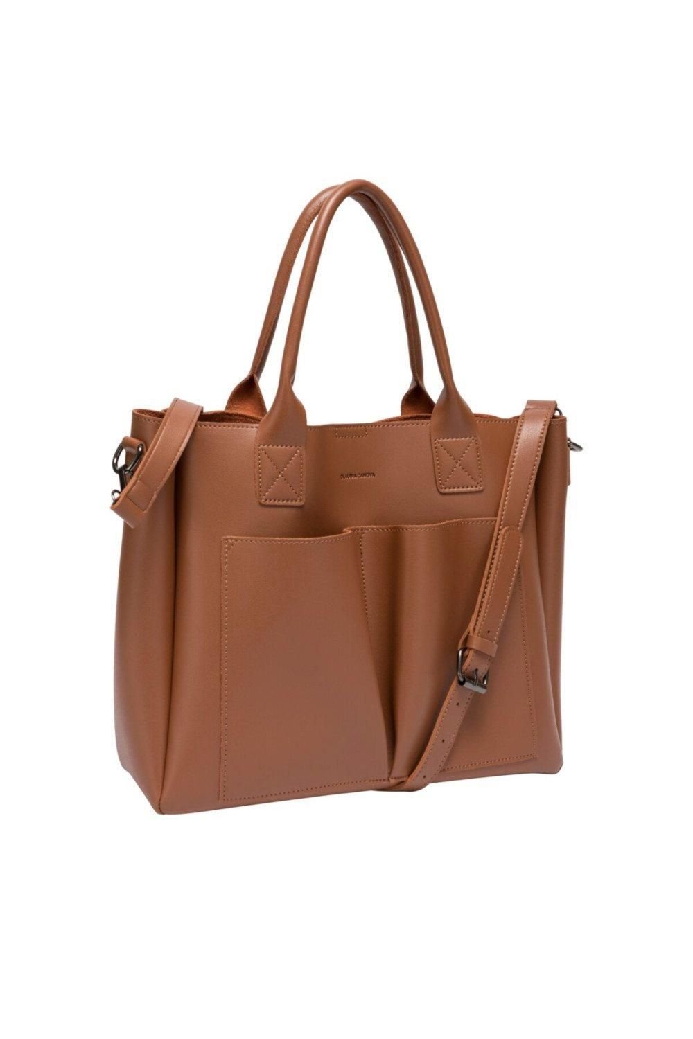 Claudia Canova Claudia Canova Women's Megan Xl Front Pocketed Tote Bag in Tan - 3