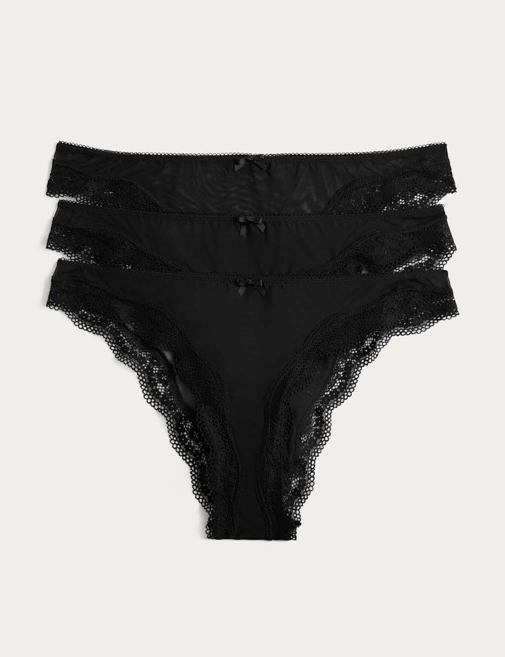 Marks & Spencer M&S 3 Pack Jasmine Mesh Brazilian Knickers Black
