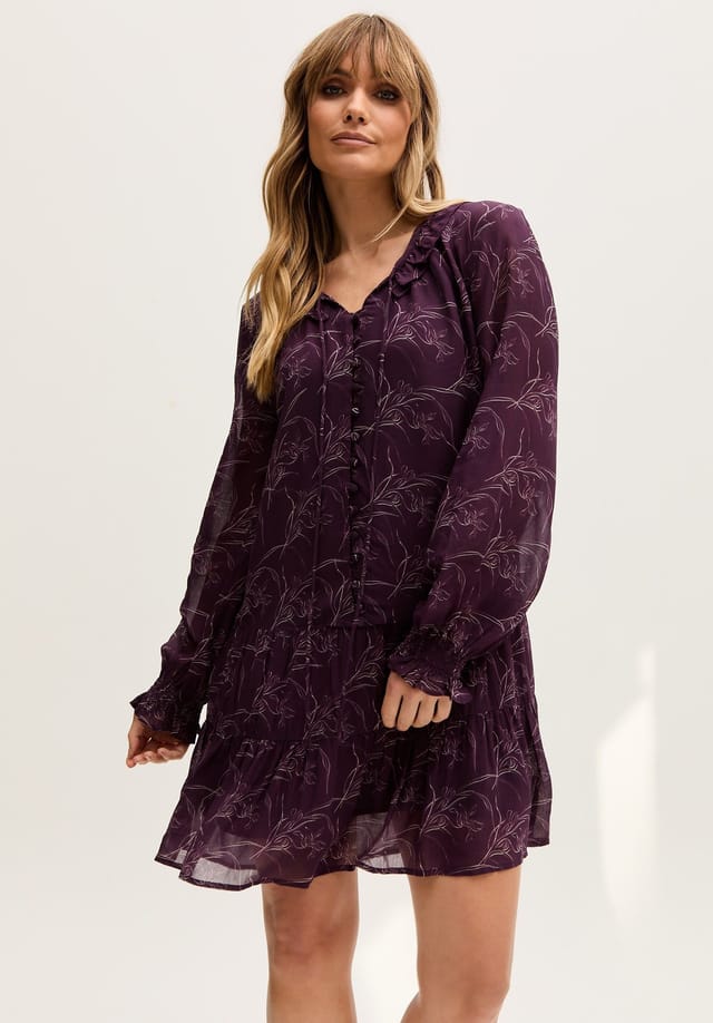 Lily and Lionel Lily and Lionel Women's Henrietta Floral Print Button Down Mini Dress In Purple - 3