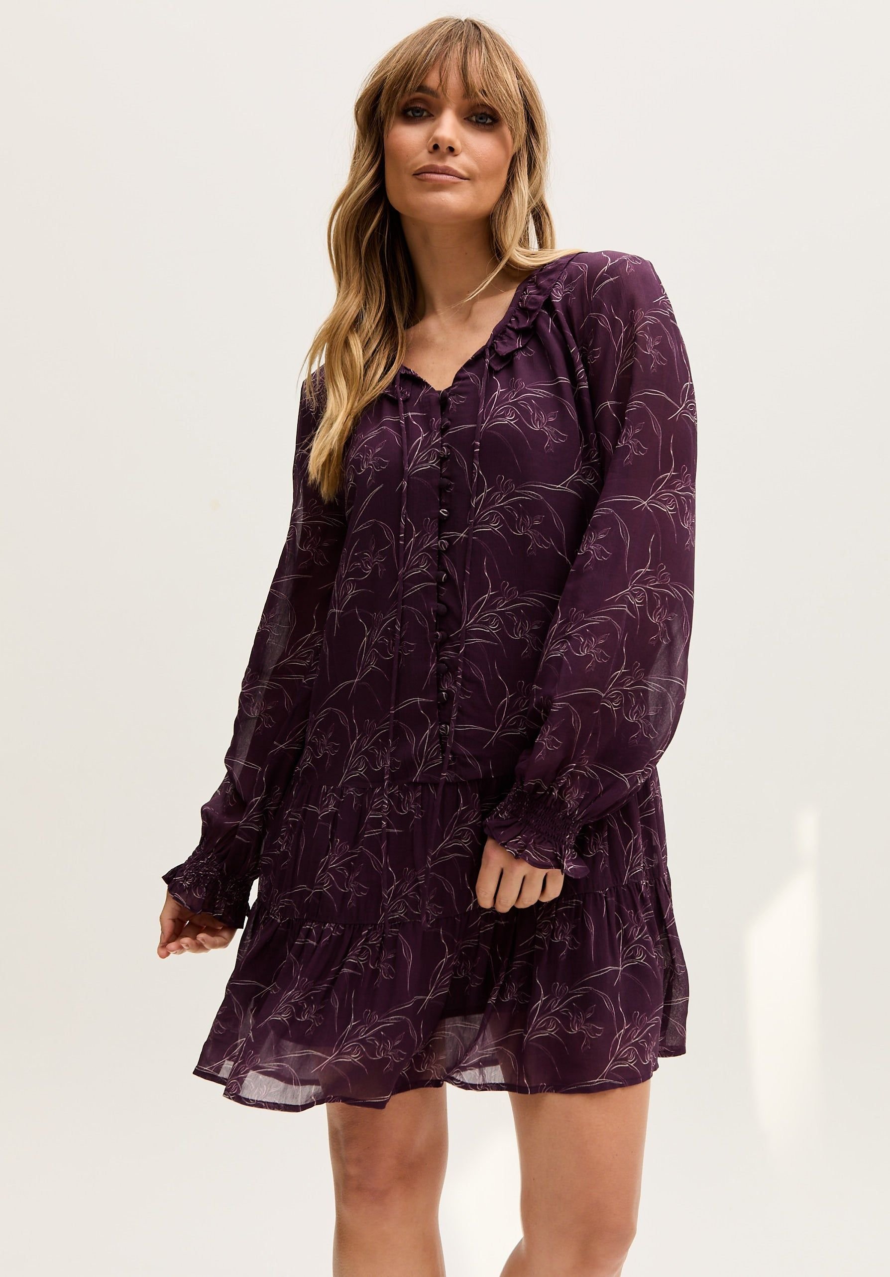 Lily and Lionel Lily and Lionel Women's Henrietta Floral Print Button Down Mini Dress In Purple - 4