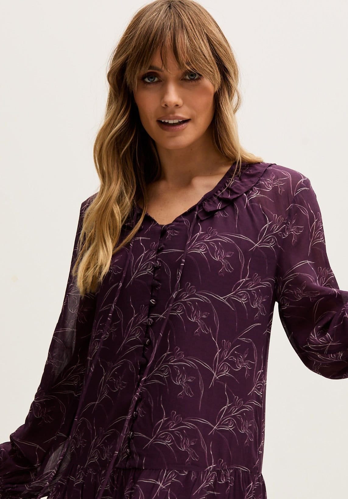 Lily and Lionel Lily and Lionel Women's Henrietta Floral Print Button Down Mini Dress In Purple - 4