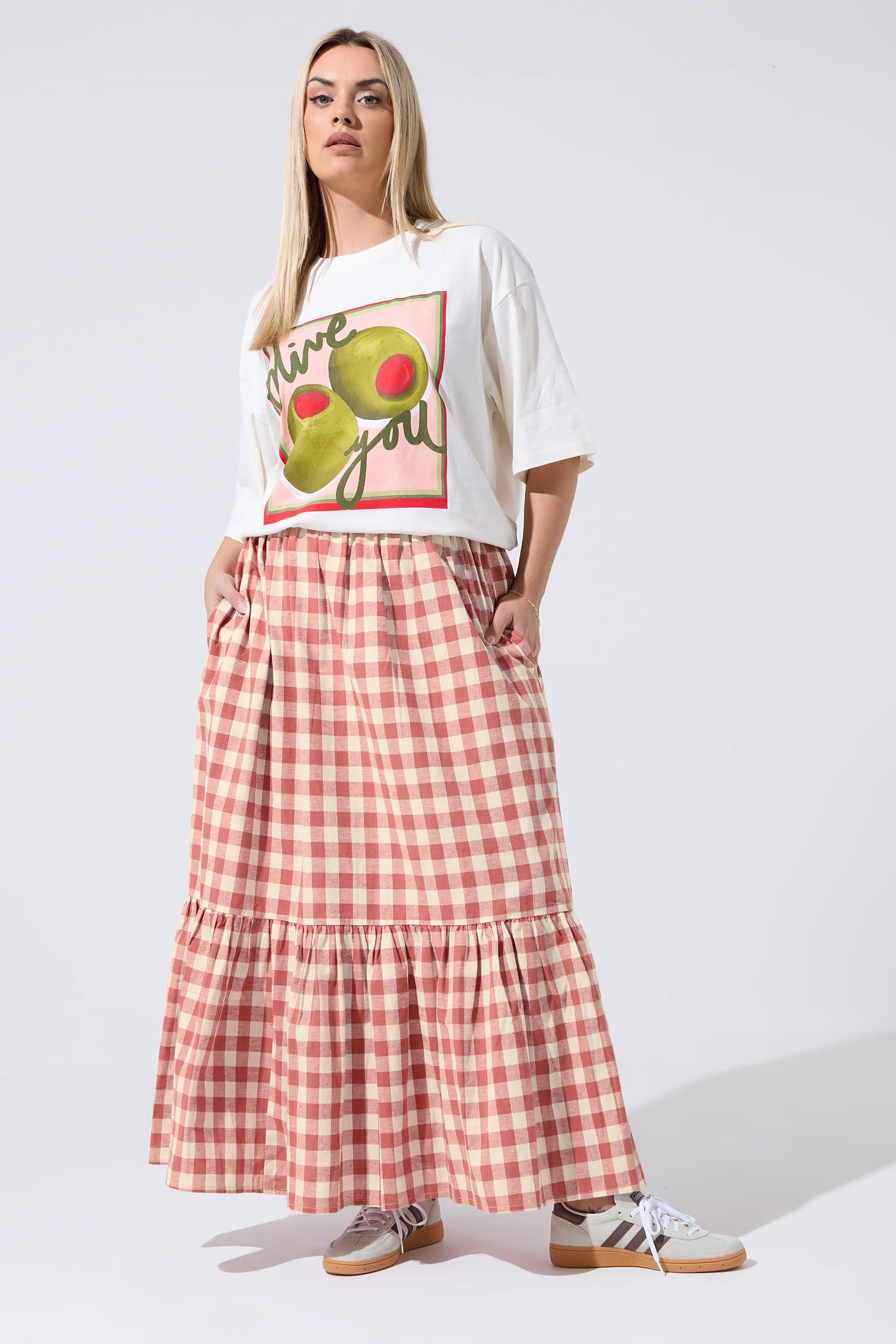 Limited Collection Plus Size Red Gingham Maxi Skirt