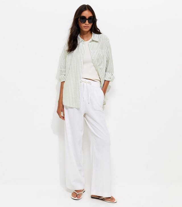 New Look Women's Green Striped Cotton Shirt New Look - 3