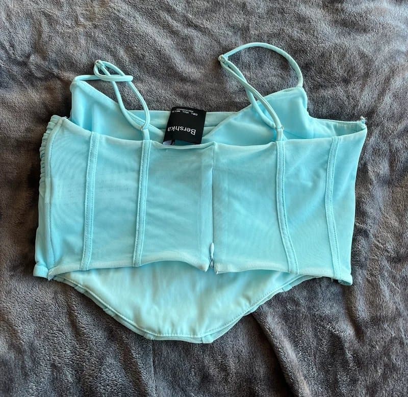 Bershka bershka light blue tulle draped corset