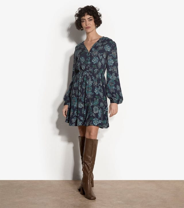Apricot Women's Blue Ruffle Trim V-Neck Mini Dress Apricot New Look - 2