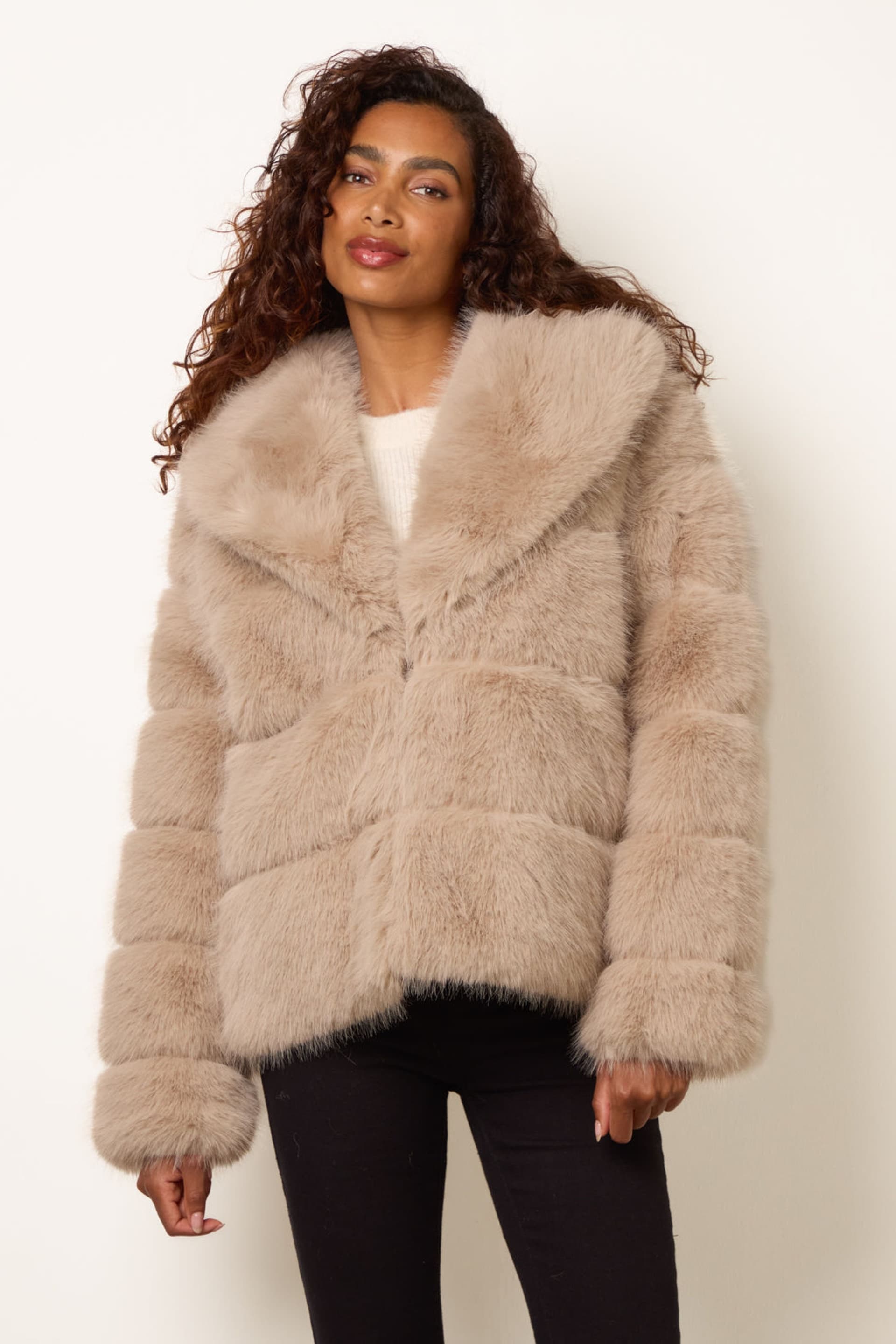 Blue Vanilla Blue Vanilla Women's Beige Long Sleeve Collar Coat