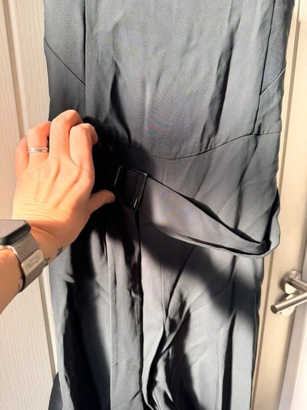 Reiss Reiss black corset jumpsuit with cross over back belt wide leg trousers wedding races size 14