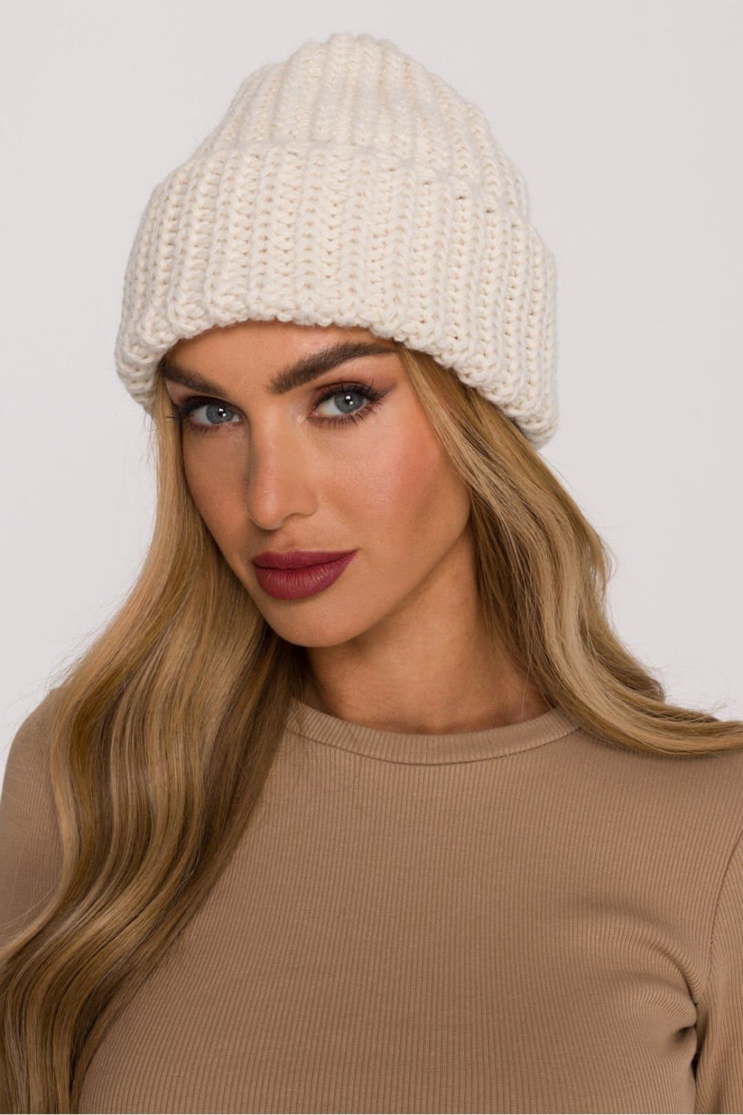 Love Lace Love Lace Off-White Ribbed Knit Warm Hat