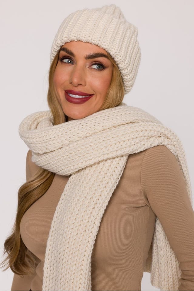Love Lace Love Lace Women's Soft Ribbed Knit Warm Hat With Thick Folded Brim for Comfort in Off-White - 2