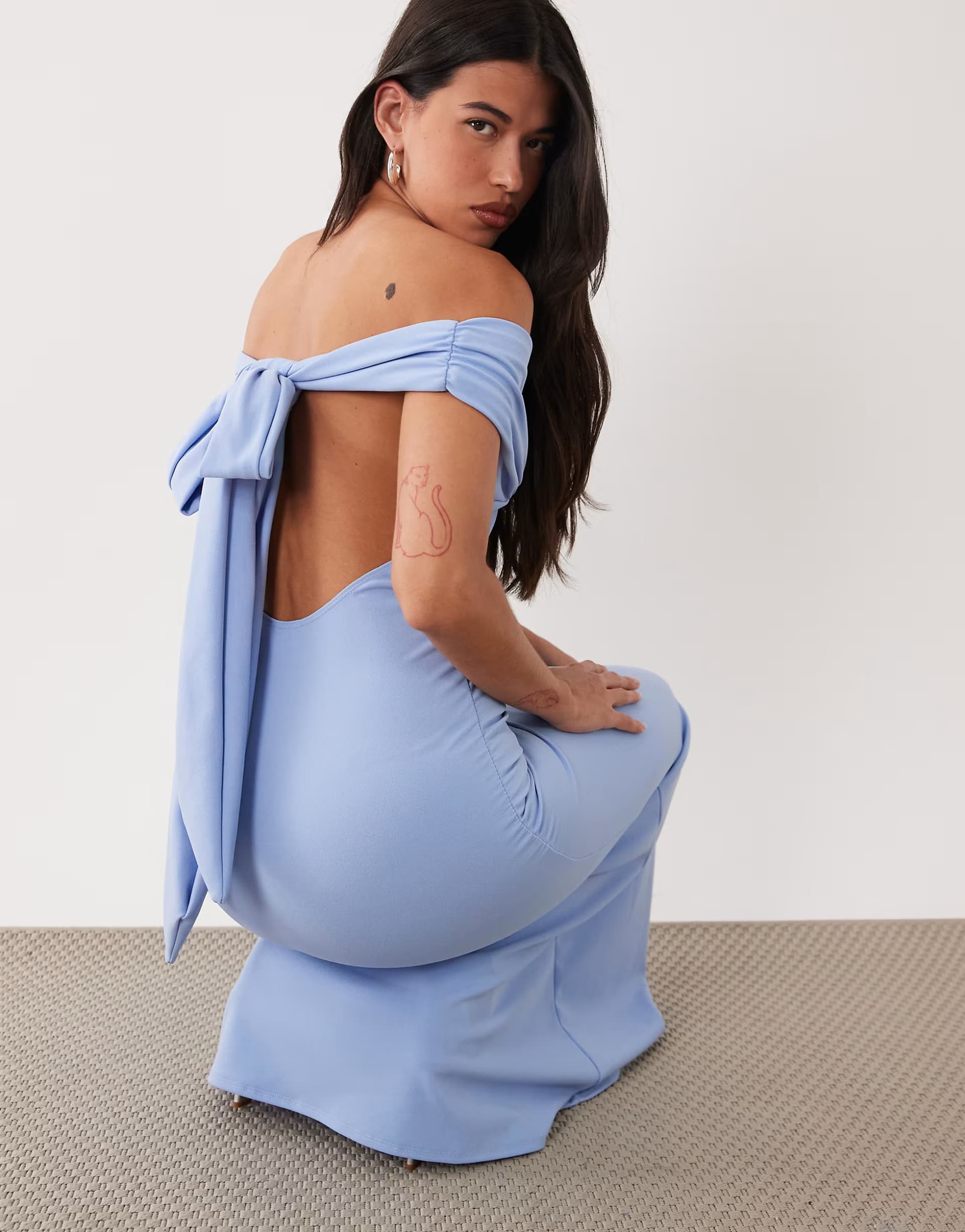 ASOS ASOS DESIGN v neck crepe maxi dress in baby blue