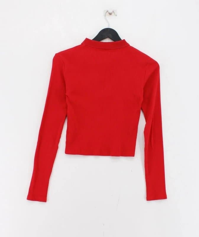 New Look New look red zip up cardigan jumper knitted top long sleeve retro 70s mod style