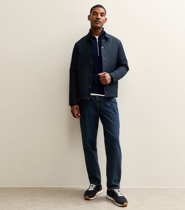 jack & jones Men's Dark Blue Embroidered Logo Half Zip Sweatshirt Jack & Jones New Look - 3