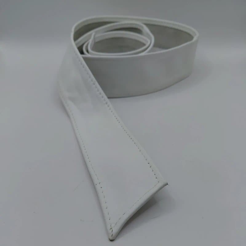 Trench White Soft Full Grain Leather Tie Belt up to Waist 38" Trench Coat Belt