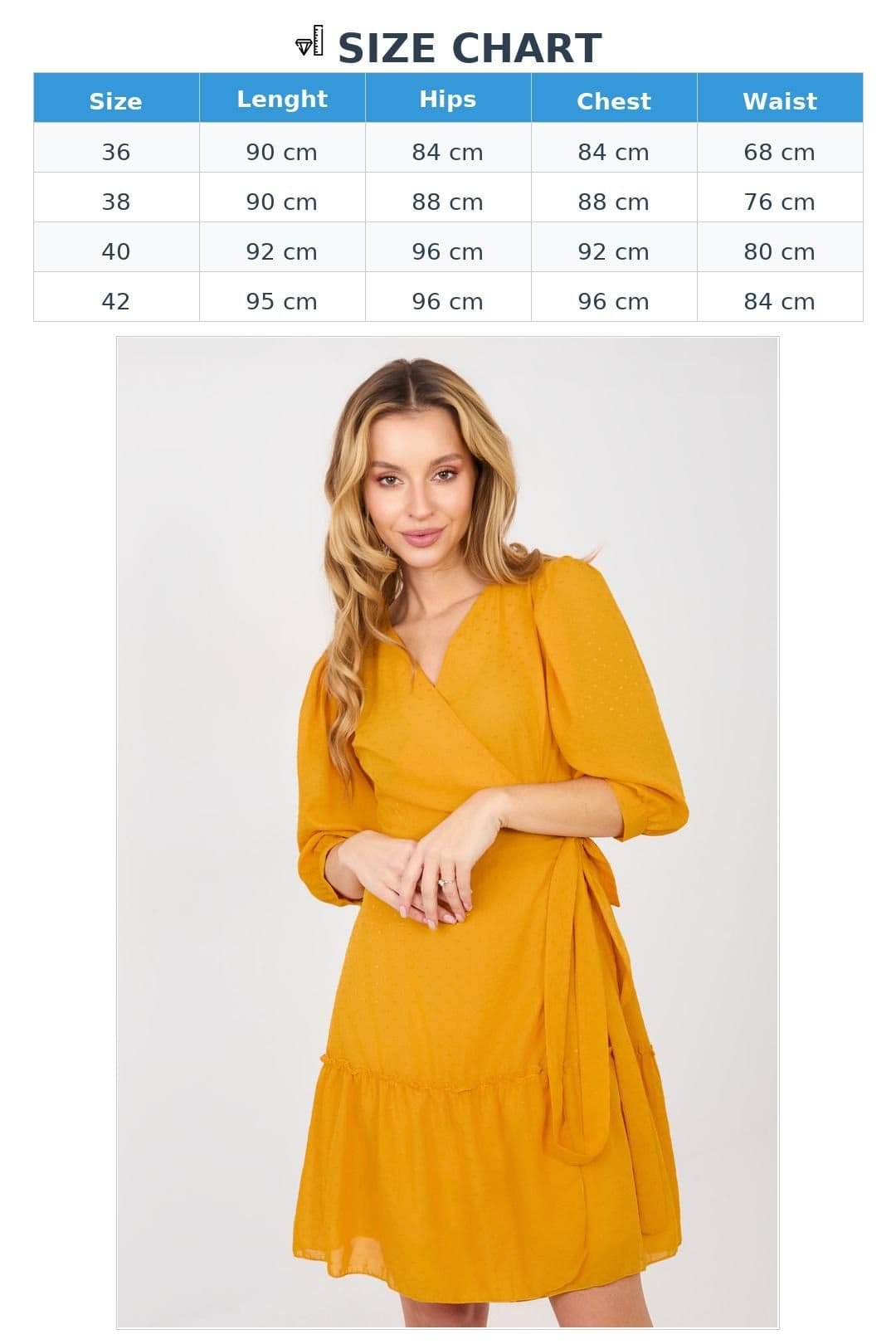 Love Lace Love Lace Women's Cotton Elastane Wrap Cocktail Dress Knee Length in Yellow - 4