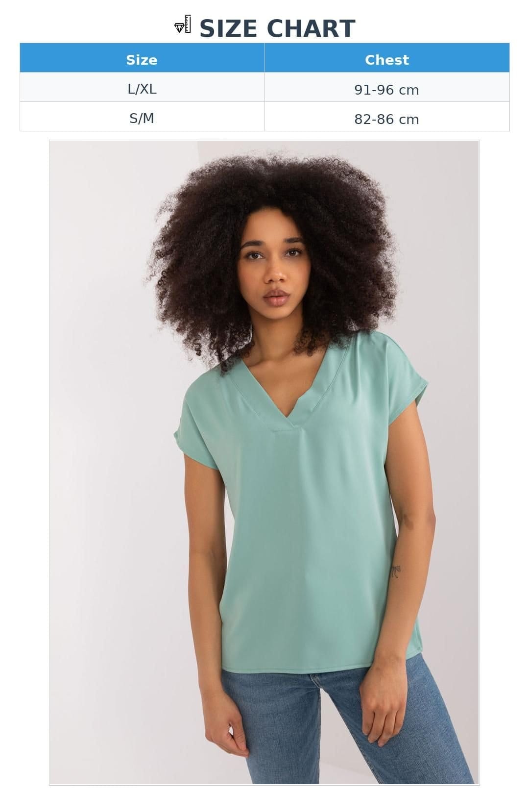 Love Lace Love Lace Women's Casual Straight Neck Short Sleeve Blouse in Green - 4