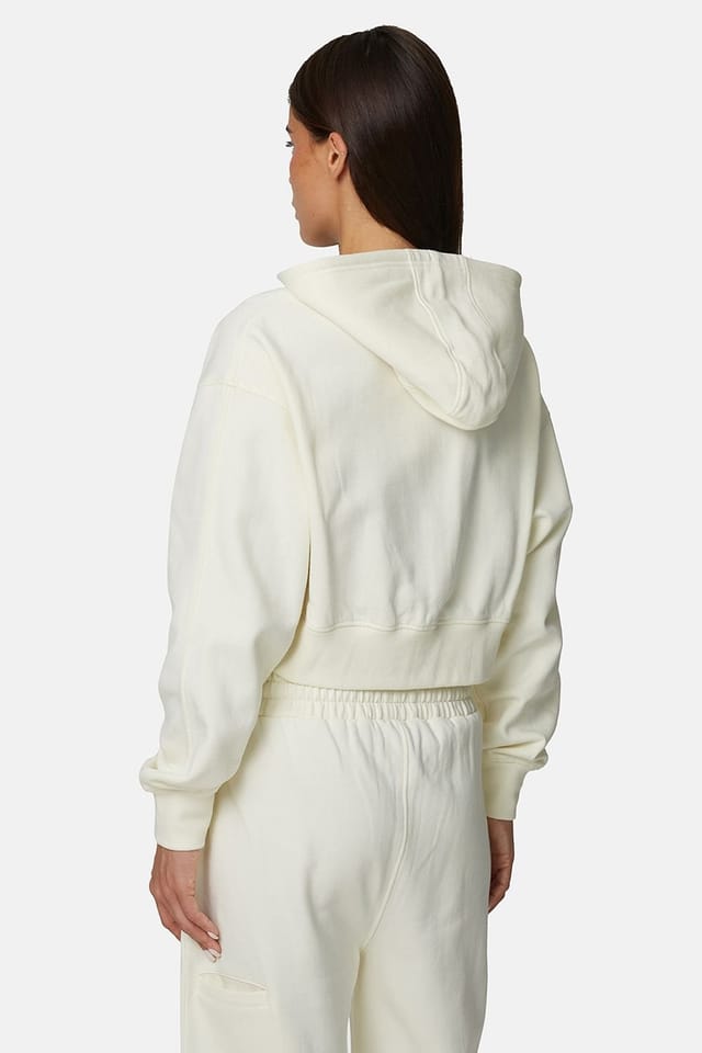Good For Nothing Good For Nothing Women's Cropped Zip Hoodie with Monogram in Cream - 2