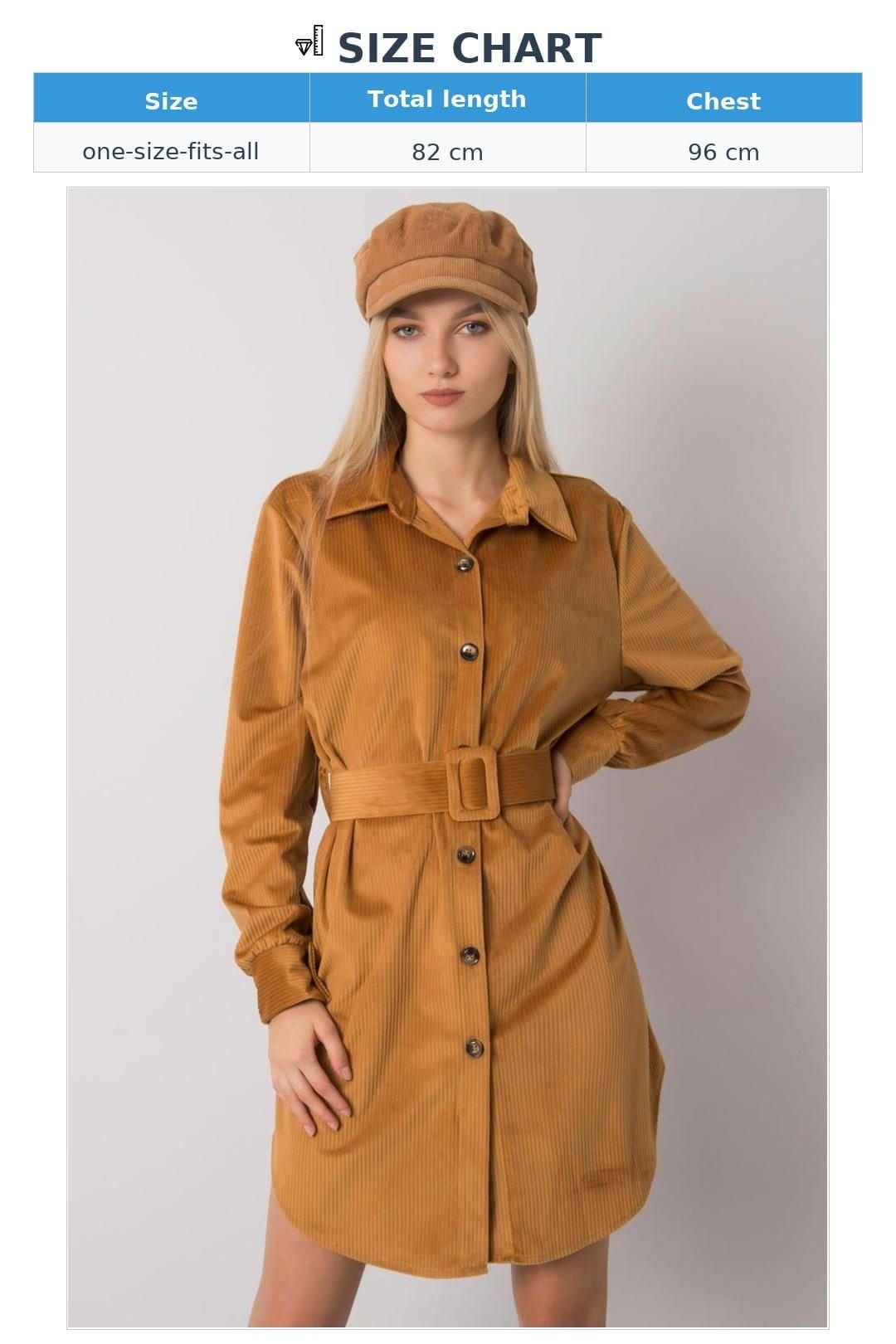Love Lace Love Lace Women's Camel Button Down Long Sleeve Dress with Belt in Brown - 4
